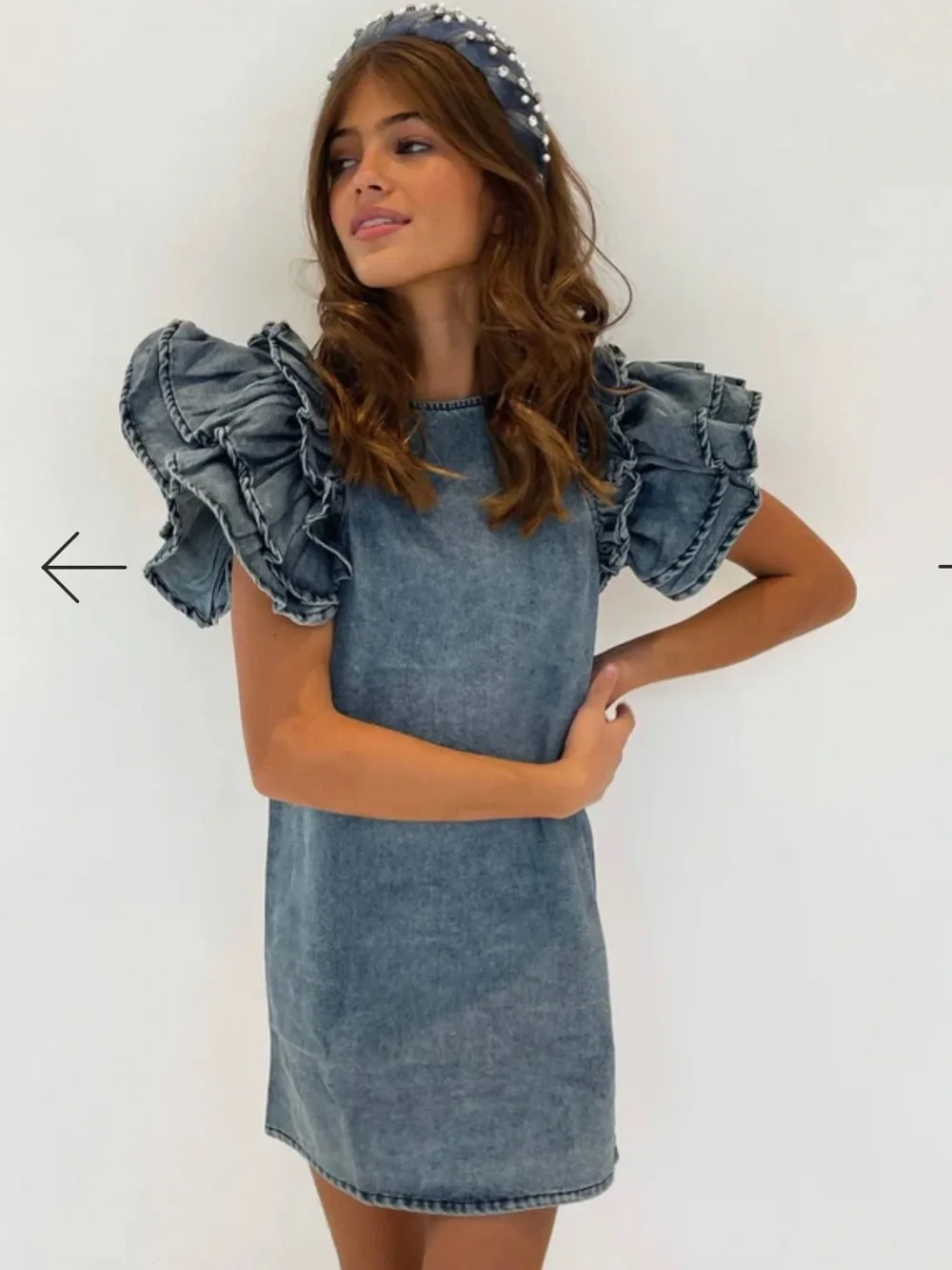 Lola + The Boys DENIM RUFFLE DRESS